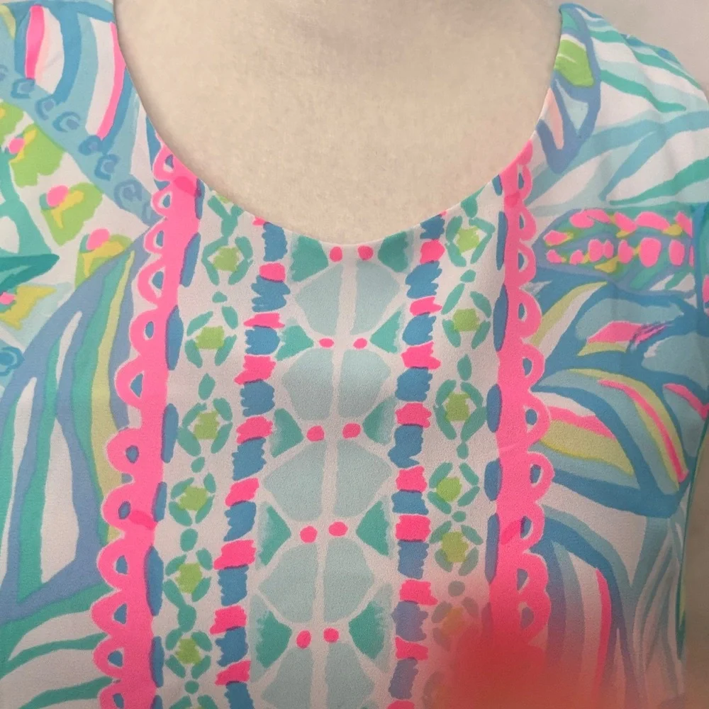 Lilly Pulitzer Tropical Print Tank Top in Aqua, Pink, Green - Picture 2 of 5